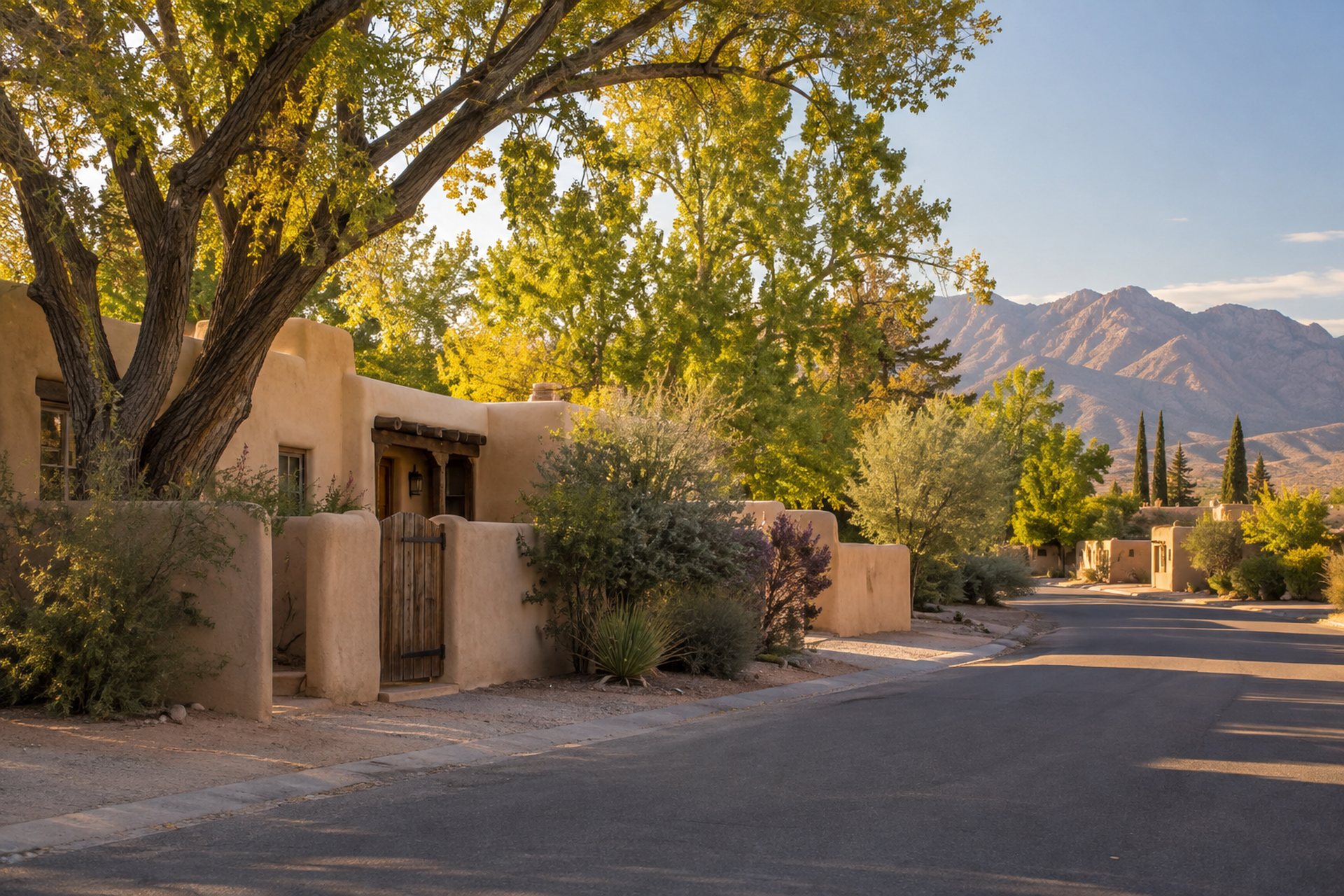 An adobe street in the Mesilla Valley, illustrative
